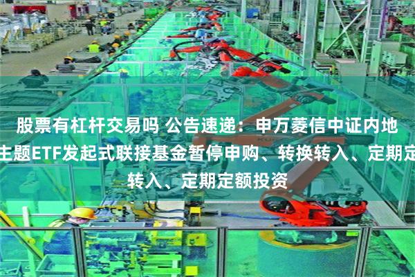 股票有杠杆交易吗 公告速递：申万菱信中证内地新能源主题ETF发起式联接基金暂停申购、转换转入、定期定额投资