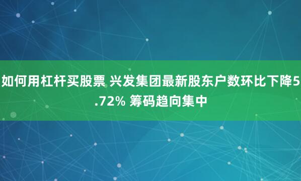 如何用杠杆买股票 兴发集团最新股东户数环比下降5.72% 筹码趋向集中